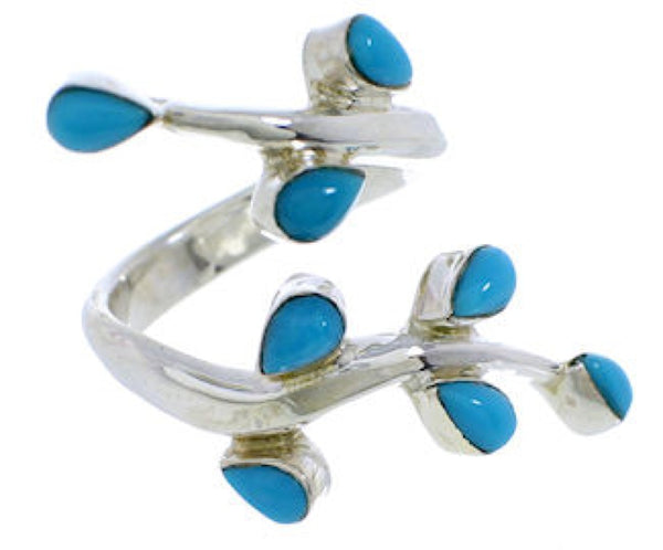 Southwest Turquoise Sterling Silver Ring Size 7-3/4 QX87525